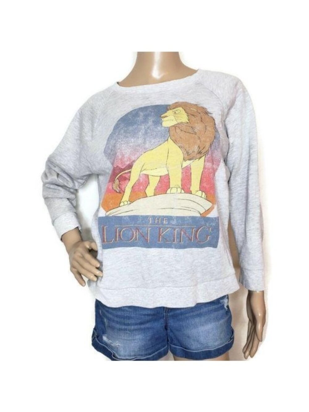 The Lion King Disney Gray Sweatshirt Large Simba Graphic Crewneck